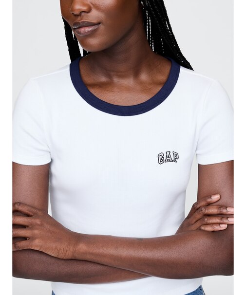 リブ クロップド Gapロゴtシャツ