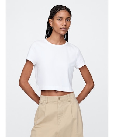 オーガニックコットン ヴィンテージ クロップドTシャツ