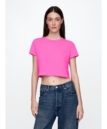 オーガニックコットン ヴィンテージ クロップドTシャツ