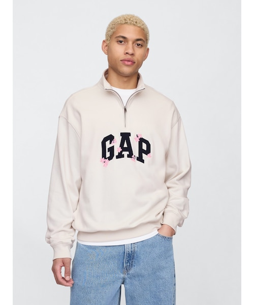 SAKURA ヴィンテージソフト GAPロゴ ハーフジップ プルオーバー(ユニ