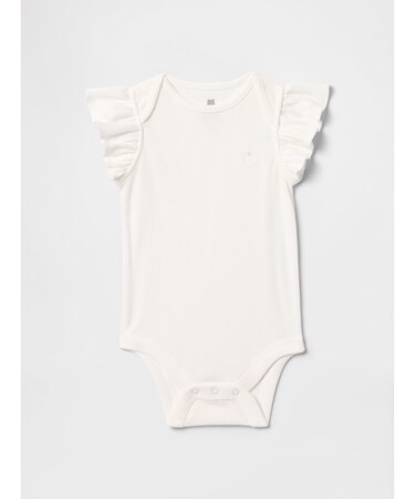 ラッフルフリルスリーブ リブ ボディスーツ (ベビー)