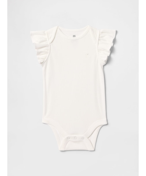 ラッフルフリルスリーブ リブ ボディスーツ (ベビー)
