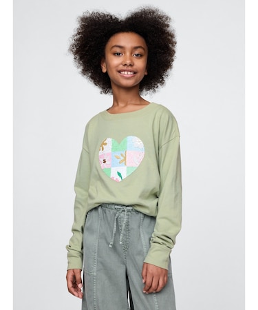 オーバーサイズ フリッピー 変身スパンコール グラフィックTシャツ (キッズ)