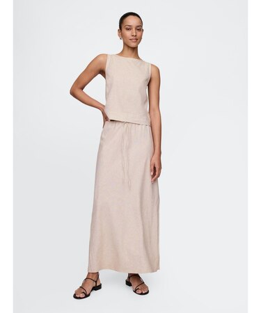 リネンブレンドミディスカート