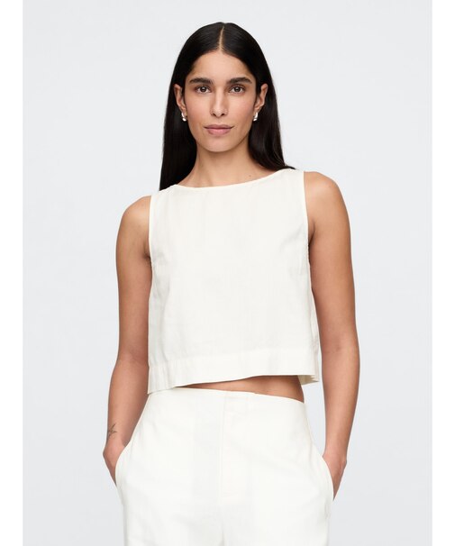 リネンブレンド シェルタンクトップ