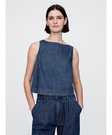 ウルトラソフト デニム クロップド シェルタンクトップ