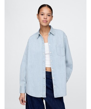 デニム ストライプビッグシャツ
