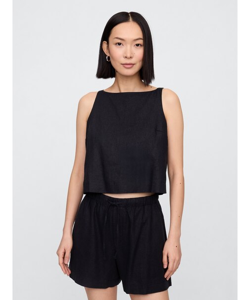 リネンブレンド エプロントップス ノースリーブ