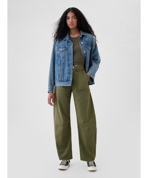 ミッドライズ ツイル バレルパンツ