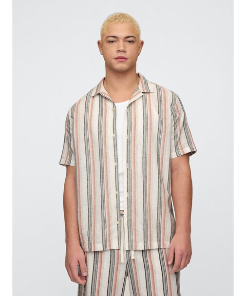 リネン混 バケーション スタンダードフィットシャツ 半袖