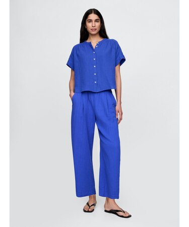 クリンクルガーゼ イージー バレルパンツ