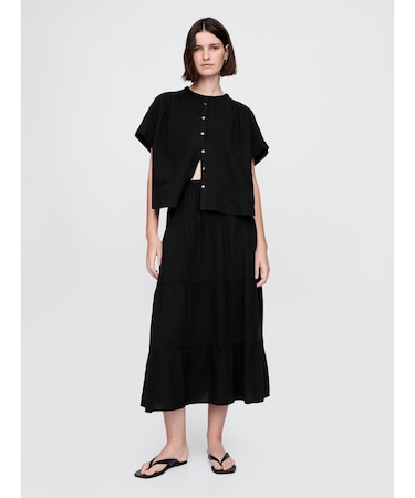 クリンクル ガーゼ ティアード マキシスカート