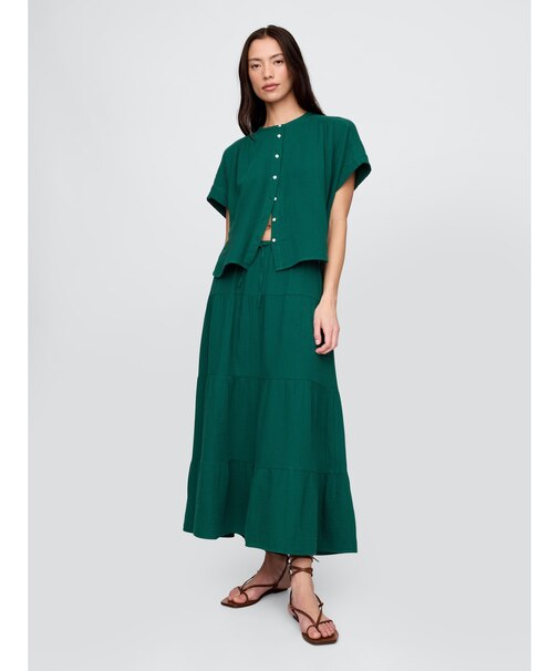 クリンクル ガーゼ ティアード マキシスカート