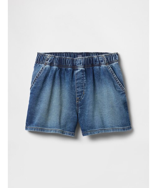 ハイライズ リラックス プルオン スウェットデニムショートパンツ (キッズ)