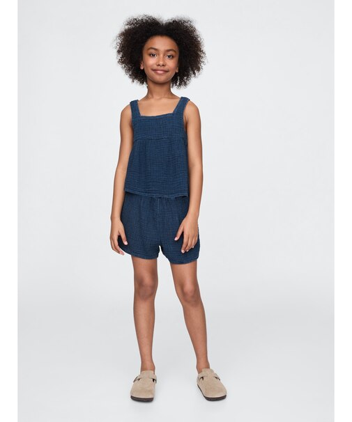 クリンクルガーゼ デニム イージーショートパンツ (キッズ)