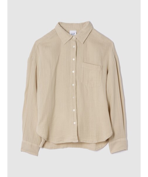 ガーゼ ビッグシャツ 長袖