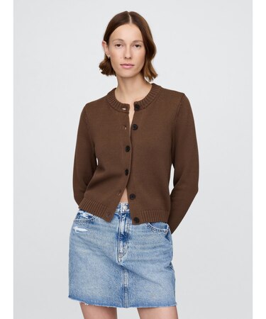 コットン100% クルーネック カーディガン