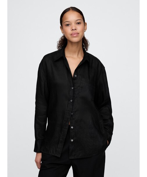 リネン100％ オーバーサイズシャツ