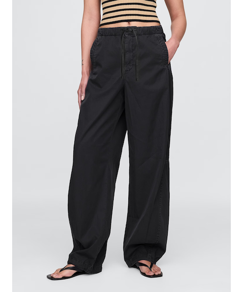 【新品未使用】GAP ミッドライズ バレル パラシュートパンツ ブラック XXS ミッドライズ バレル パラシュートパンツ｜ギャップの通販