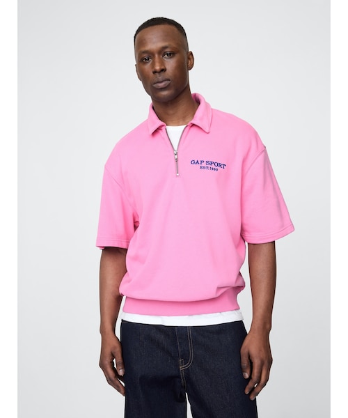 ボア オーバーサイズ ハーフジップ GAPロゴプルオーバー｜ギャップの