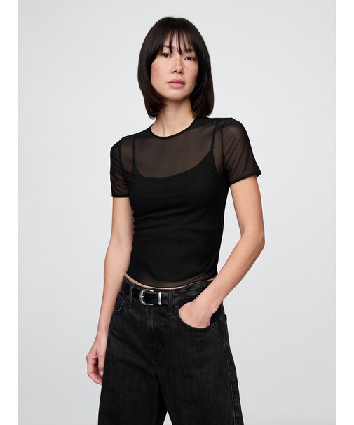 メッシュ クロップドTシャツ