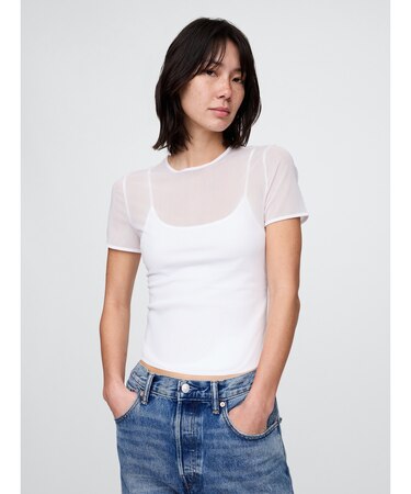 メッシュ クロップドTシャツ