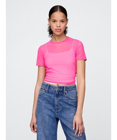 メッシュ クロップドTシャツ