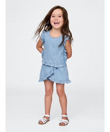 デニム ラッフルフリル ミニスカート・スコートセット (幼児・ベビー)