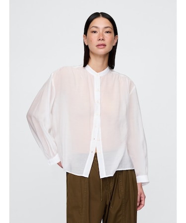 シアー フロントボタンシャツ