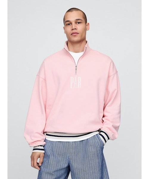 Gap × Malbon ヘビーウェイト ロゴ 1/4ジップアップ トレーナー