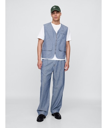 Gap × Malbon ヘリンボーン プリーツ バギーパンツ