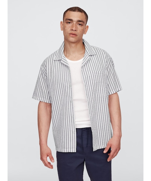 old uniqlo シアサッカー シャツ 短丈 ボックスシルエット old ユニクロ シアサッカー 短丈 シャツ ボックスシルエット f