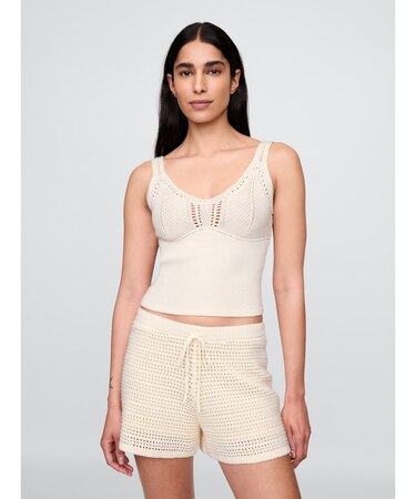 クロシェ クロップド ニットタンクトップ