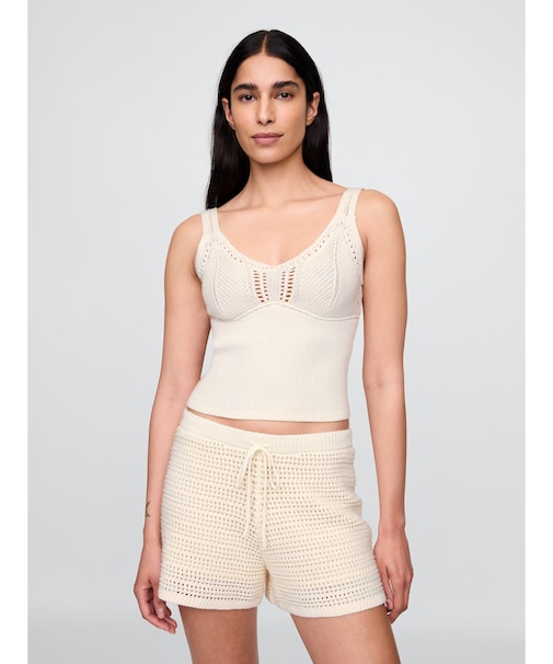 クロシェ クロップド ニットタンクトップ