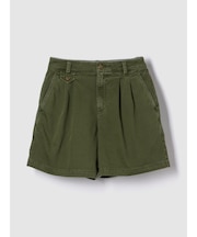 6インチ ミッドライズ ツイル プリーツ トラウザーショートパンツ