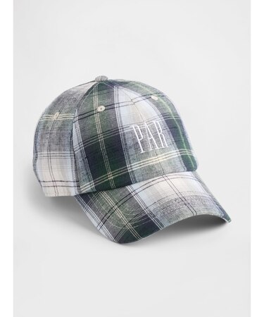 Gap × Malbon コットンリネン ロゴ プレイド ベースボールキャップ