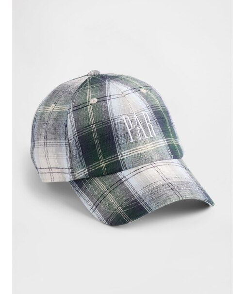 Gap × Malbon コットンリネン ロゴ プレイド ベースボールキャップ