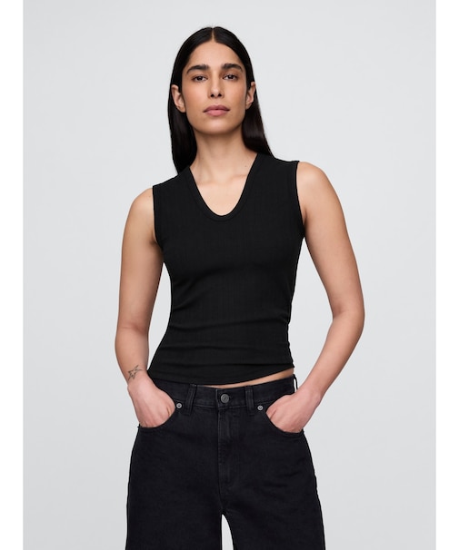 シアー モダン リブタンクトップ