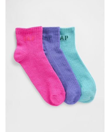 GAPロゴ ショートクルーソックス 3足セット (キッズ)