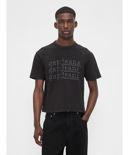 ヘビーウェイト デニム GAPロゴ クロップドTシャツ