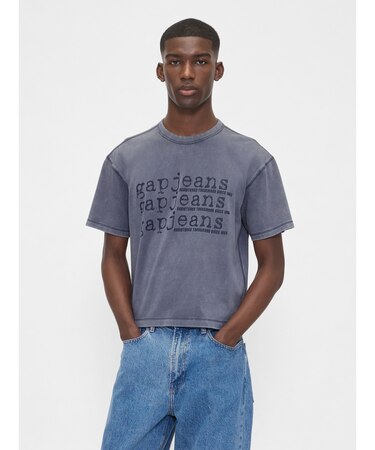 ヘビーウェイト デニム GAPロゴ クロップドTシャツ