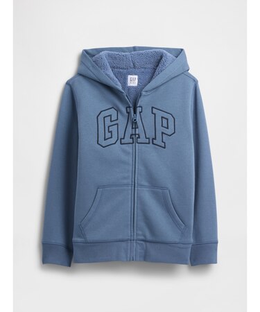 Gapロゴ 裏ボア ジップアップパーカー (キッズ)