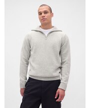 Cashsoft カシミヤタッチ 1/4ジップアップ プルオーバーセーター
