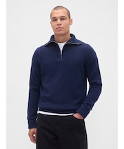 Cashsoft カシミヤタッチ 1/4ジップアップ プルオーバーセーター