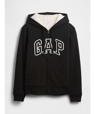 リラックスフィット Gapロゴ 裏ボア ジップアップパーカー