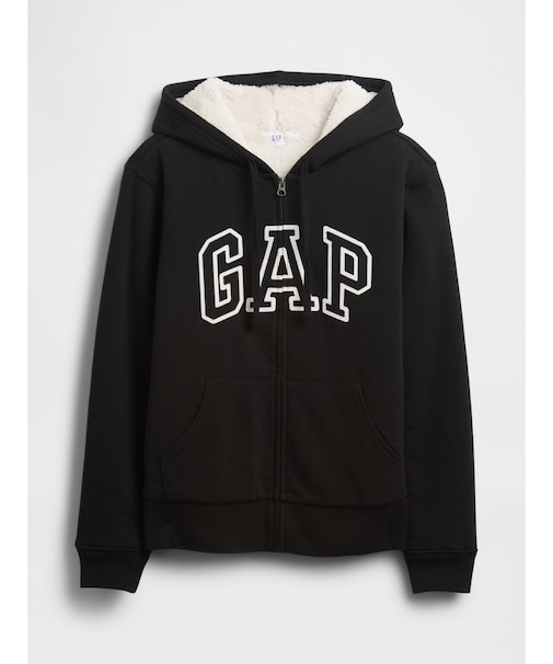 リラックスフィット Gapロゴ 裏ボア ジップアップパーカー