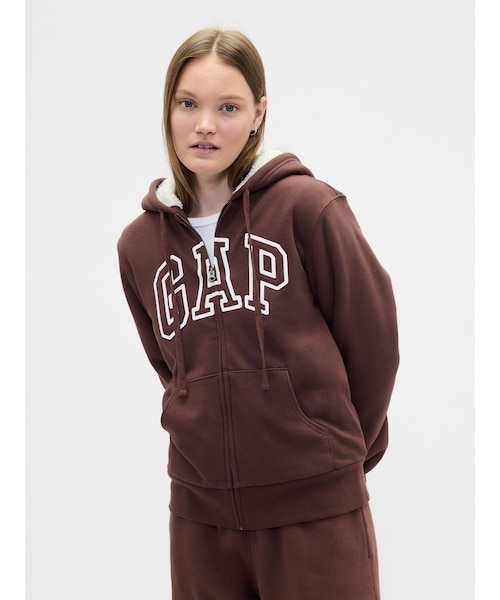 リラックスフィット Gapロゴ 裏ボア ジップアップパーカー｜ギャップの