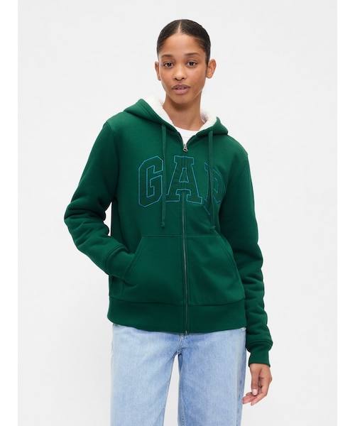 リラックスフィット Gapロゴ 裏ボア ジップアップパーカー｜ギャップの