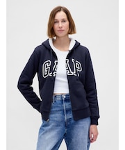 リラックスフィット Gapロゴ 裏ボア ジップアップパーカー