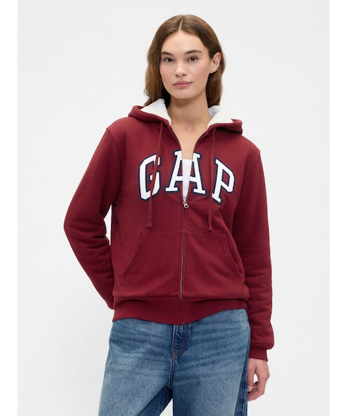 リラックスフィット Gapロゴ 裏ボア ジップアップパーカー｜ギャップの